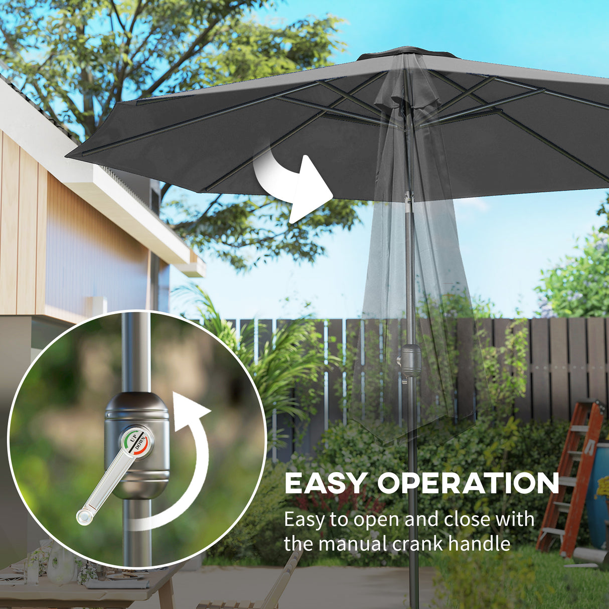 Polyester Tilting Parasol Umbrella 295cm Diameter - Velmora