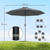 Polyester Tilting Parasol Umbrella 295cm Diameter - Velmora