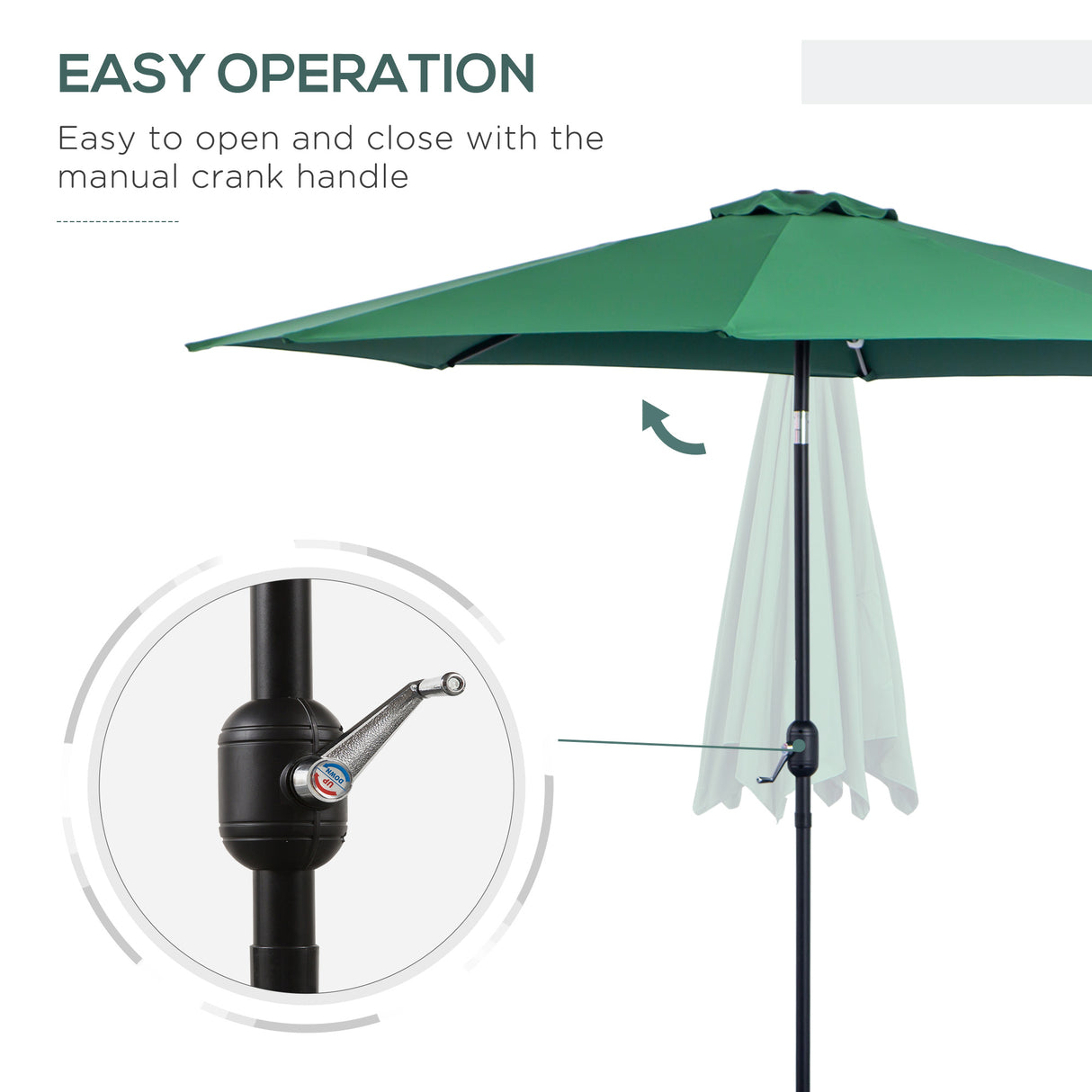Polyester Tilting Parasol Umbrella 295cm Diameter - Velmora
