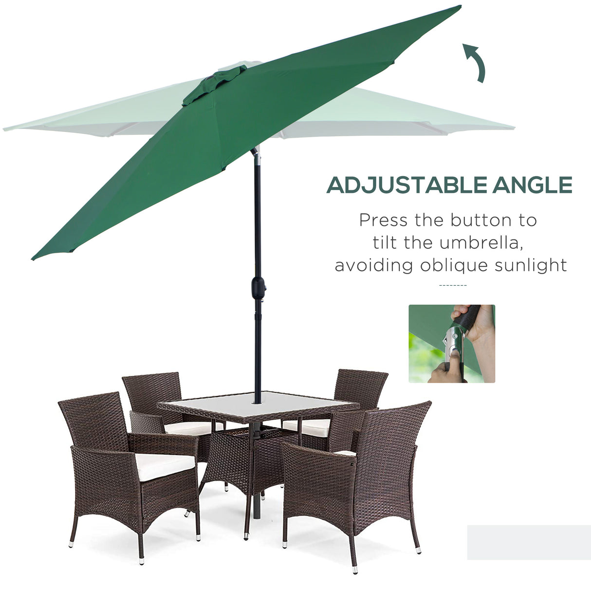 Polyester Tilting Parasol Umbrella 295cm Diameter - Velmora