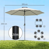 Polyester Tilting Parasol Umbrella 295cm Diameter - Velmora