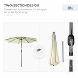 Polyester Tilting Parasol Umbrella 295cm Diameter - Velmora