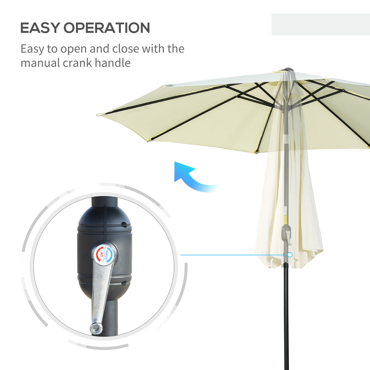 Polyester Tilting Parasol Umbrella 295cm Diameter - Velmora