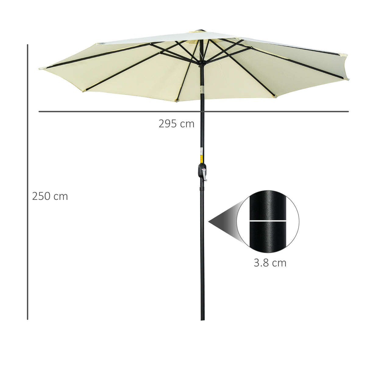 Polyester Tilting Parasol Umbrella 295cm Diameter - Velmora