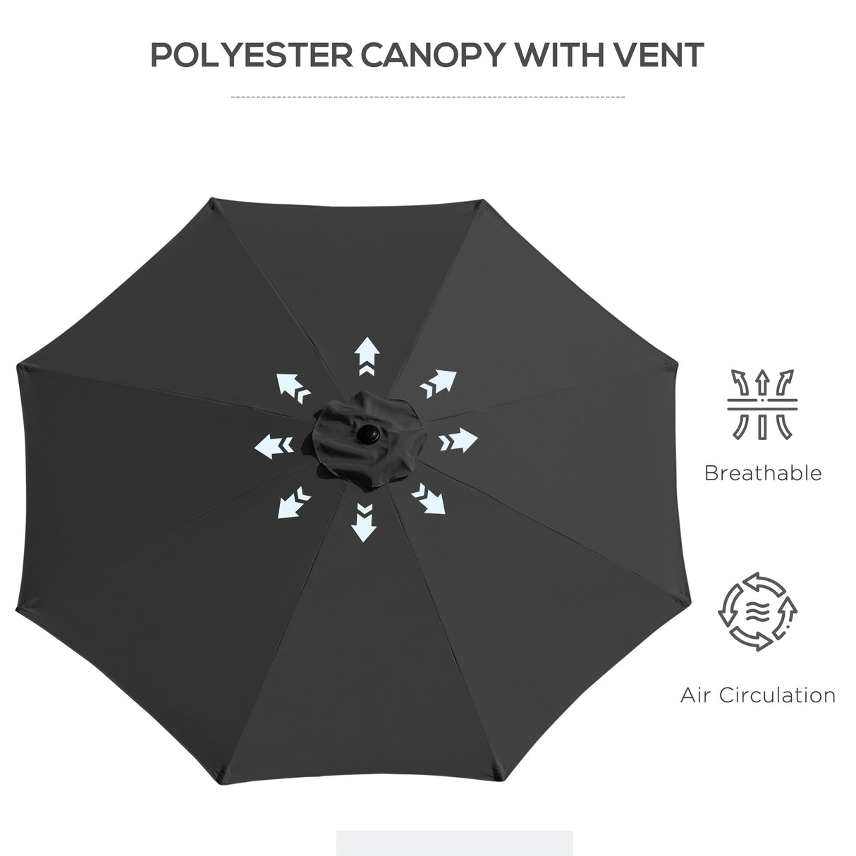 Polyester Tilting Parasol Umbrella 295cm Diameter - Velmora
