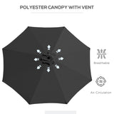 Polyester Tilting Parasol Umbrella 295cm Diameter - Velmora