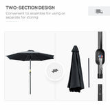 Polyester Tilting Parasol Umbrella 295cm Diameter - Velmora