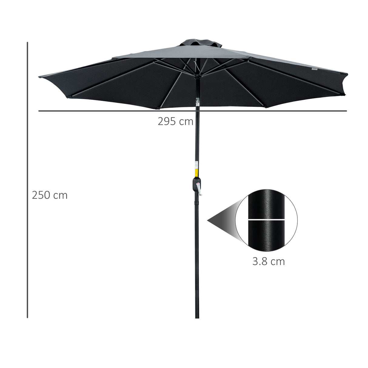 Polyester Tilting Parasol Umbrella 295cm Diameter - Velmora