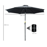 Polyester Tilting Parasol Umbrella 295cm Diameter - Velmora