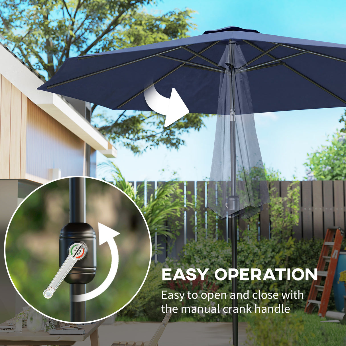 Polyester Tilting Parasol Umbrella 295cm Diameter - Velmora