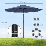 Polyester Tilting Parasol Umbrella 295cm Diameter - Velmora