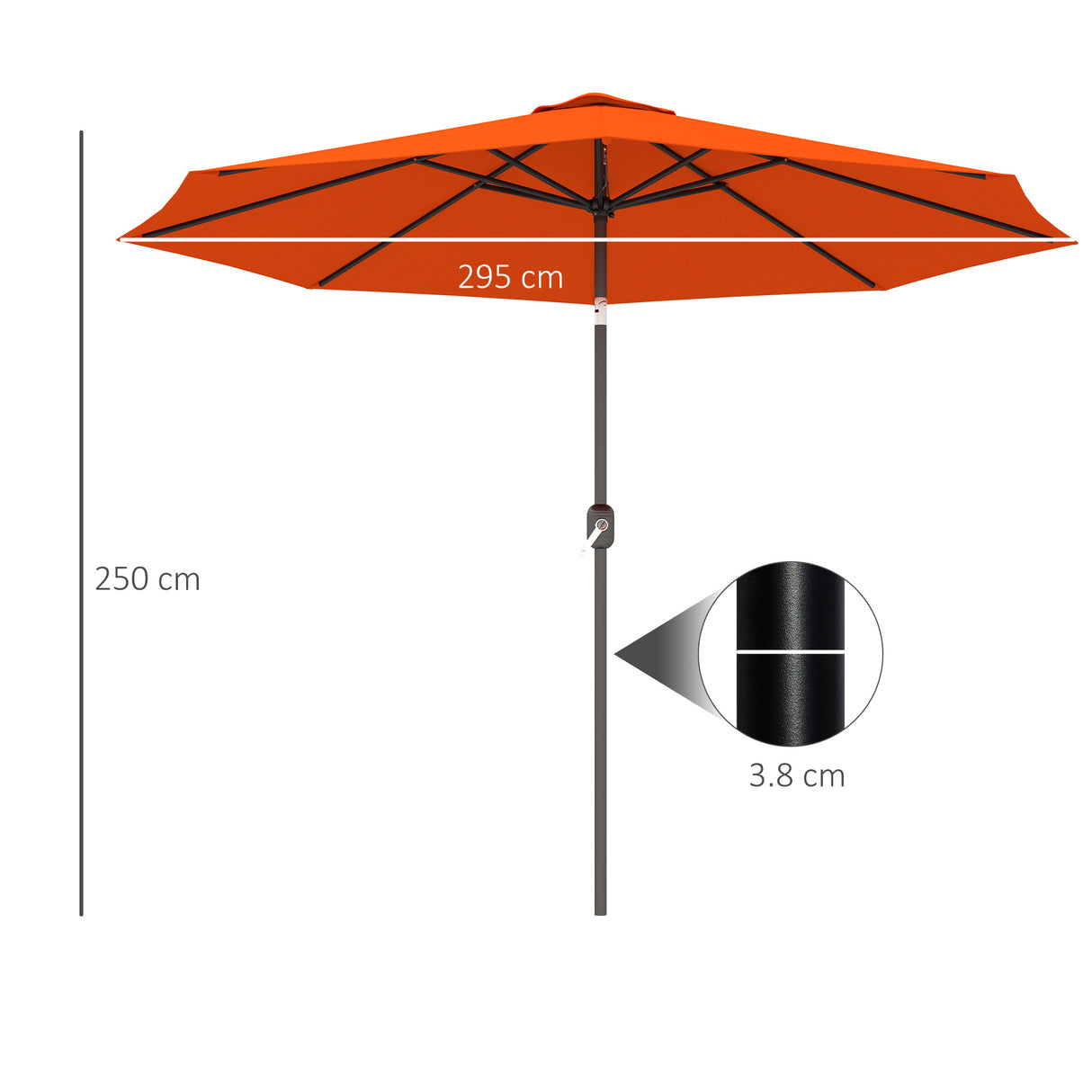Polyester Tilting Parasol Umbrella 295cm Diameter - Velmora