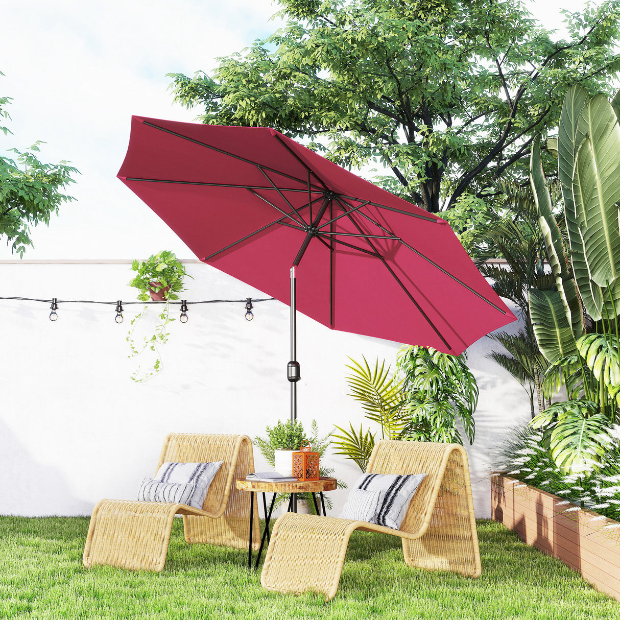 Polyester Tilting Parasol Umbrella 295cm Diameter - Velmora