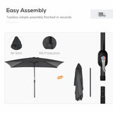 Polyester Tilting Parasol Umbrella 295cm Width x 195cm Depth - Velmora