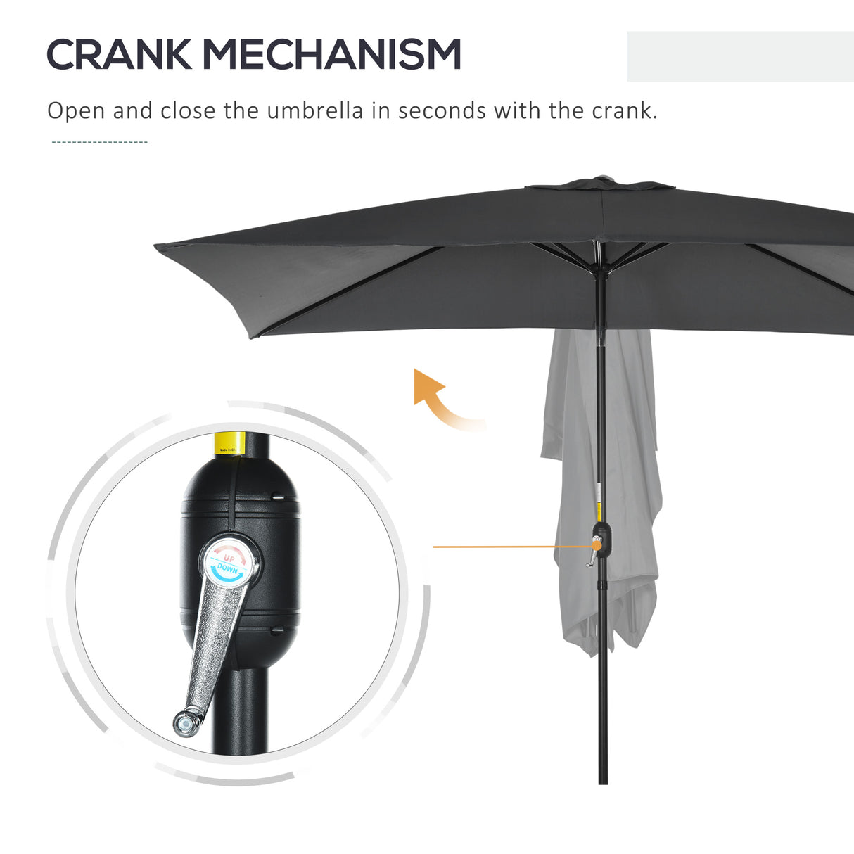 Polyester Tilting Parasol Umbrella 295cm Width x 195cm Depth - Velmora