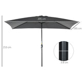 Polyester Tilting Parasol Umbrella 295cm Width x 195cm Depth - Velmora