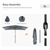Polyester Tilting Parasol Umbrella 295cm Width x 195cm Depth - Velmora