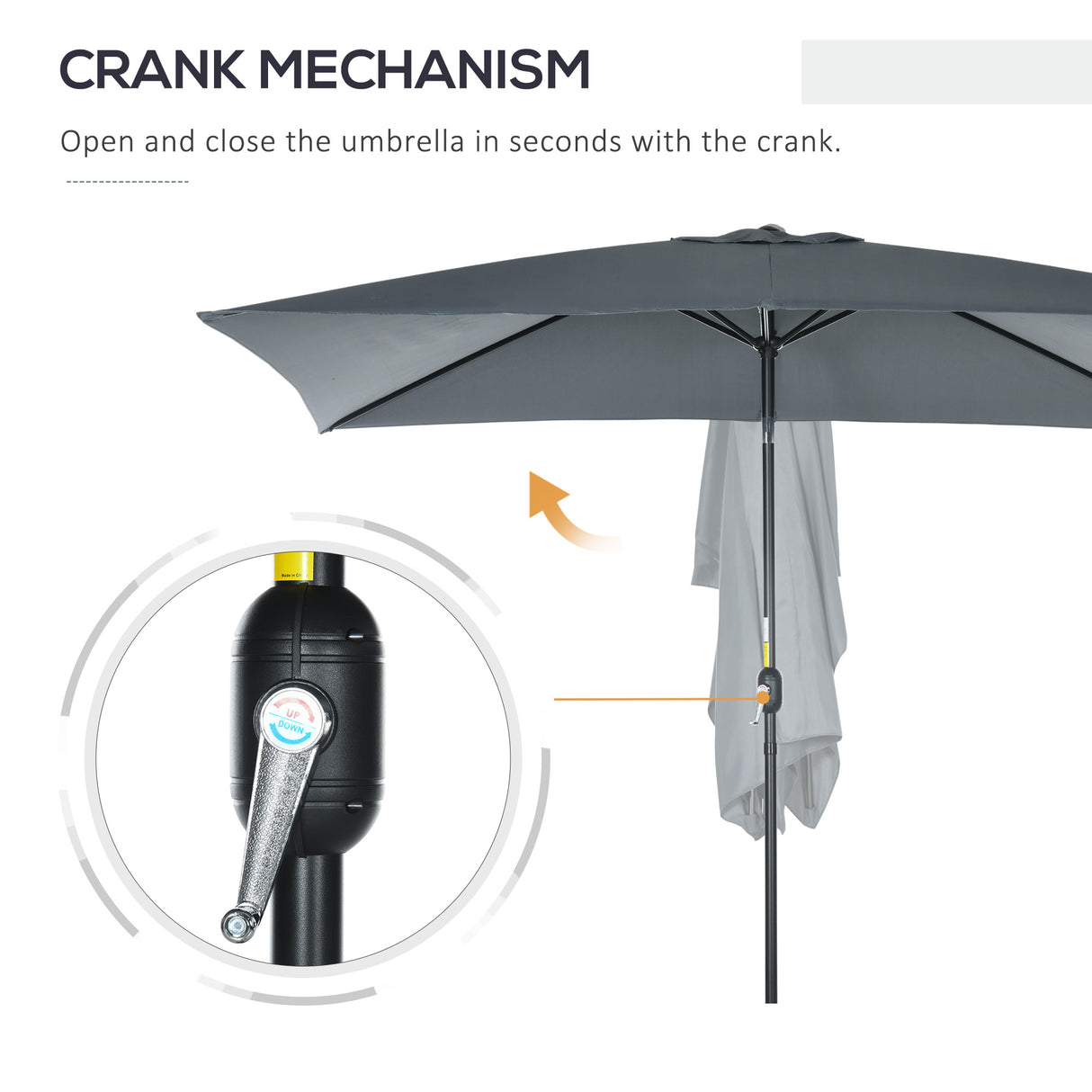 Polyester Tilting Parasol Umbrella 295cm Width x 195cm Depth - Velmora