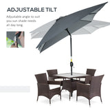 Polyester Tilting Parasol Umbrella 295cm Width x 195cm Depth - Velmora