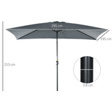 Polyester Tilting Parasol Umbrella 295cm Width x 195cm Depth - Velmora