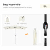 Polyester Tilting Parasol Umbrella 295cm Width x 195cm Depth - Velmora