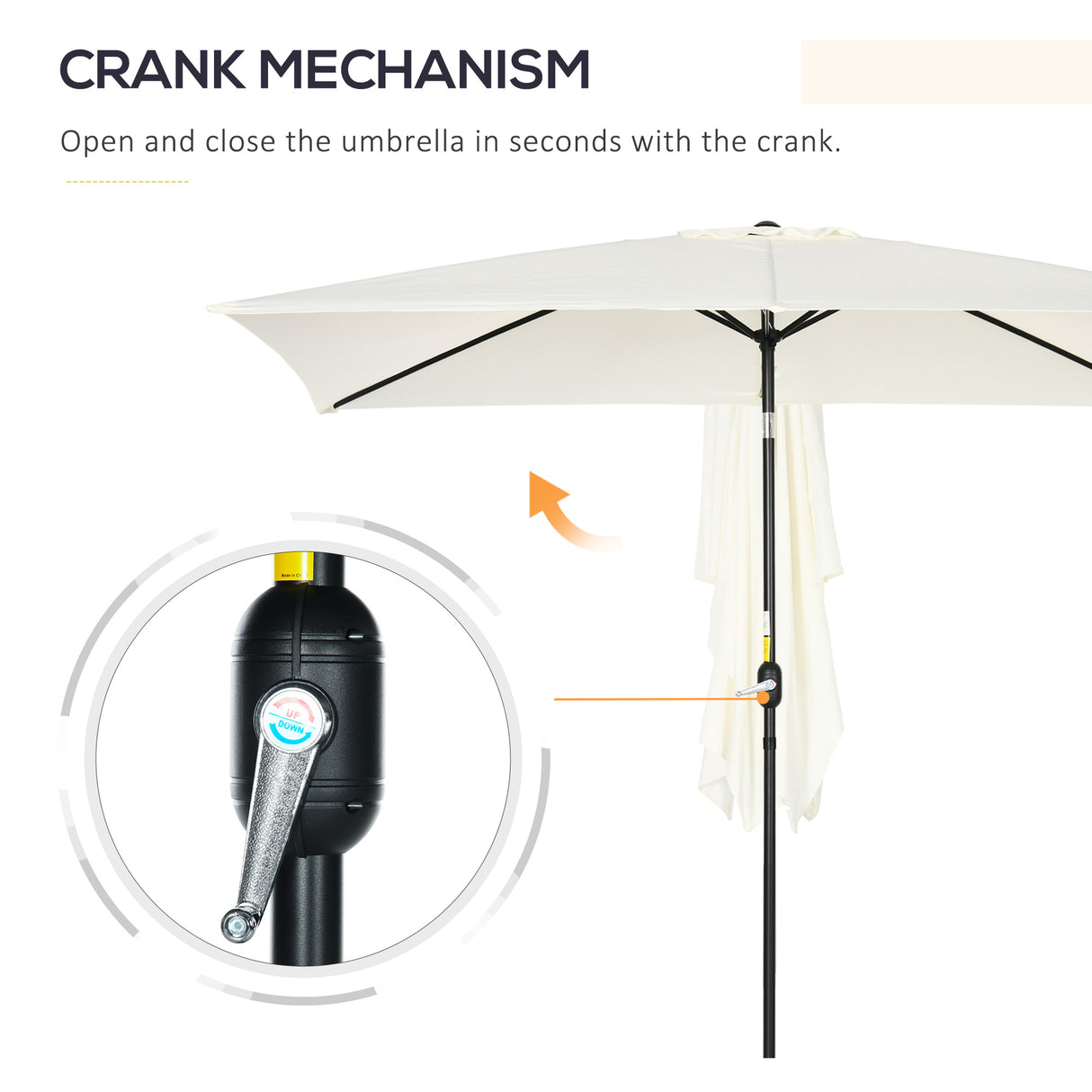 Polyester Tilting Parasol Umbrella 295cm Width x 195cm Depth - Velmora