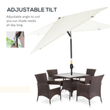 Polyester Tilting Parasol Umbrella 295cm Width x 195cm Depth - Velmora