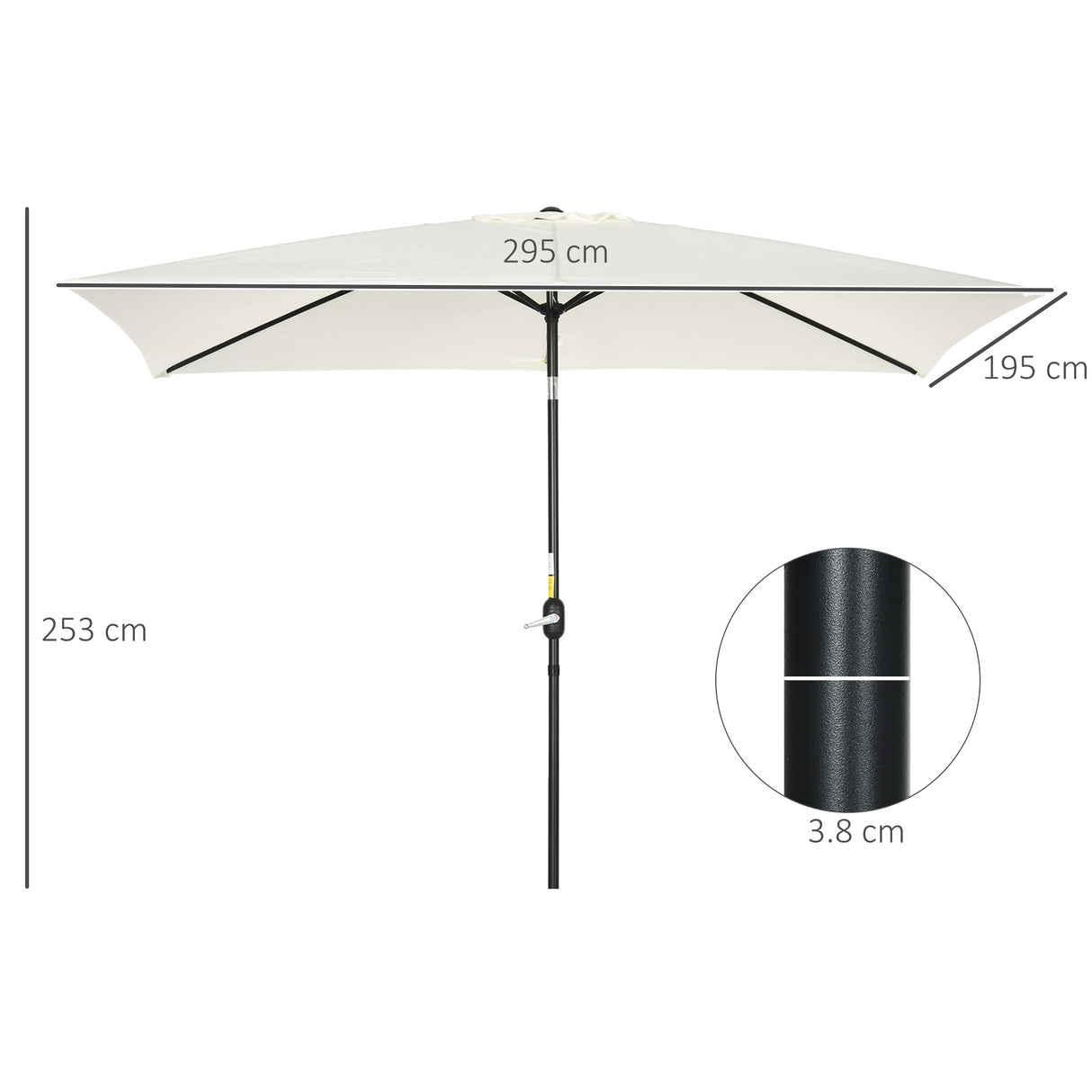 Polyester Tilting Parasol Umbrella 295cm Width x 195cm Depth - Velmora