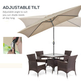 Polyester Tilting Parasol Umbrella 295cm Width x 195cm Depth - Velmora