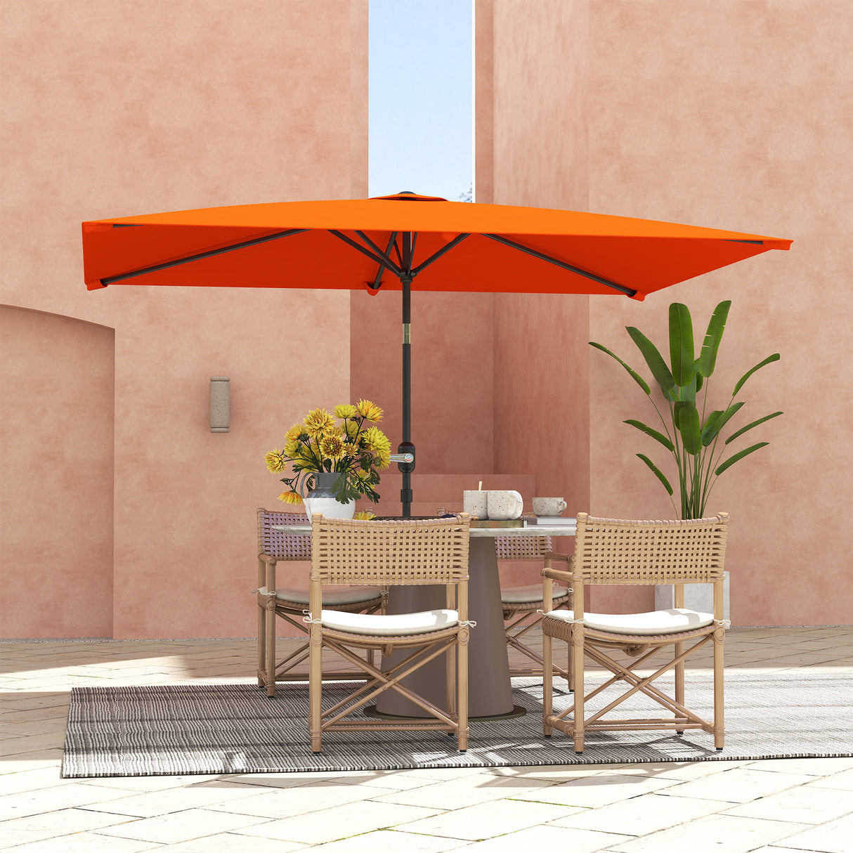 Polyester Tilting Parasol Umbrella 295cm Width x 195cm Depth - Velmora