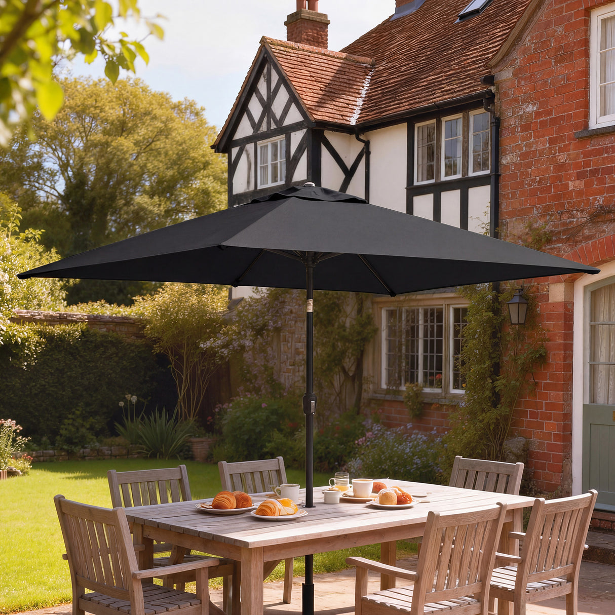 Polyester Tilting Parasol Umbrella 300cm Width x 200cm Depth - Velmora