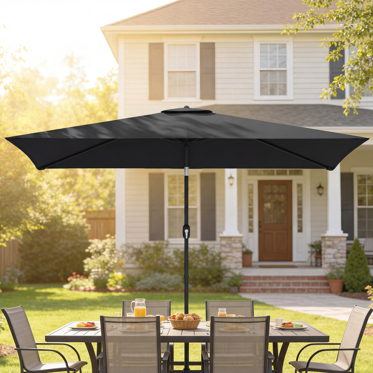 Polyester Tilting Parasol Umbrella 300cm Width x 200cm Depth - Velmora