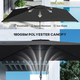 Polyester Tilting Parasol Umbrella 300cm Width x 200cm Depth - Velmora