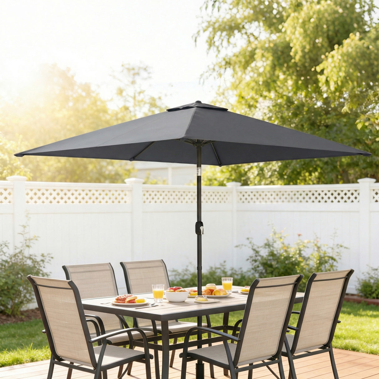 Polyester Tilting Parasol Umbrella 300cm Width x 200cm Depth - Velmora