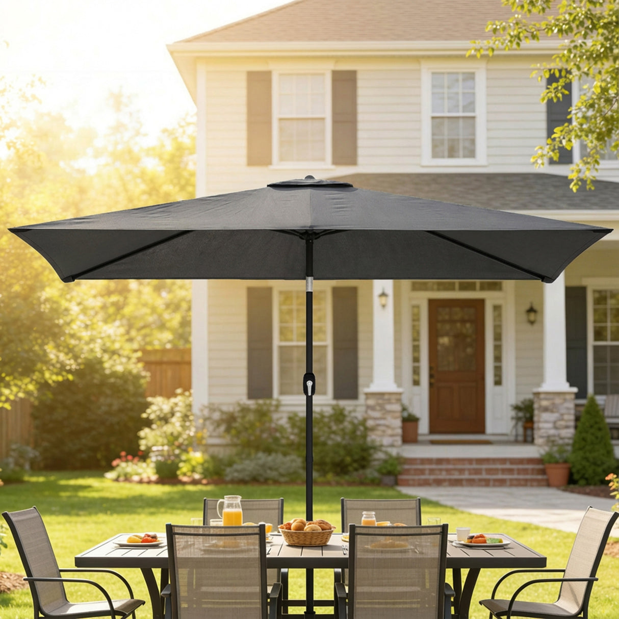 Polyester Tilting Parasol Umbrella 300cm Width x 200cm Depth - Velmora