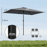 Polyester Tilting Parasol Umbrella 300cm Width x 200cm Depth - Velmora