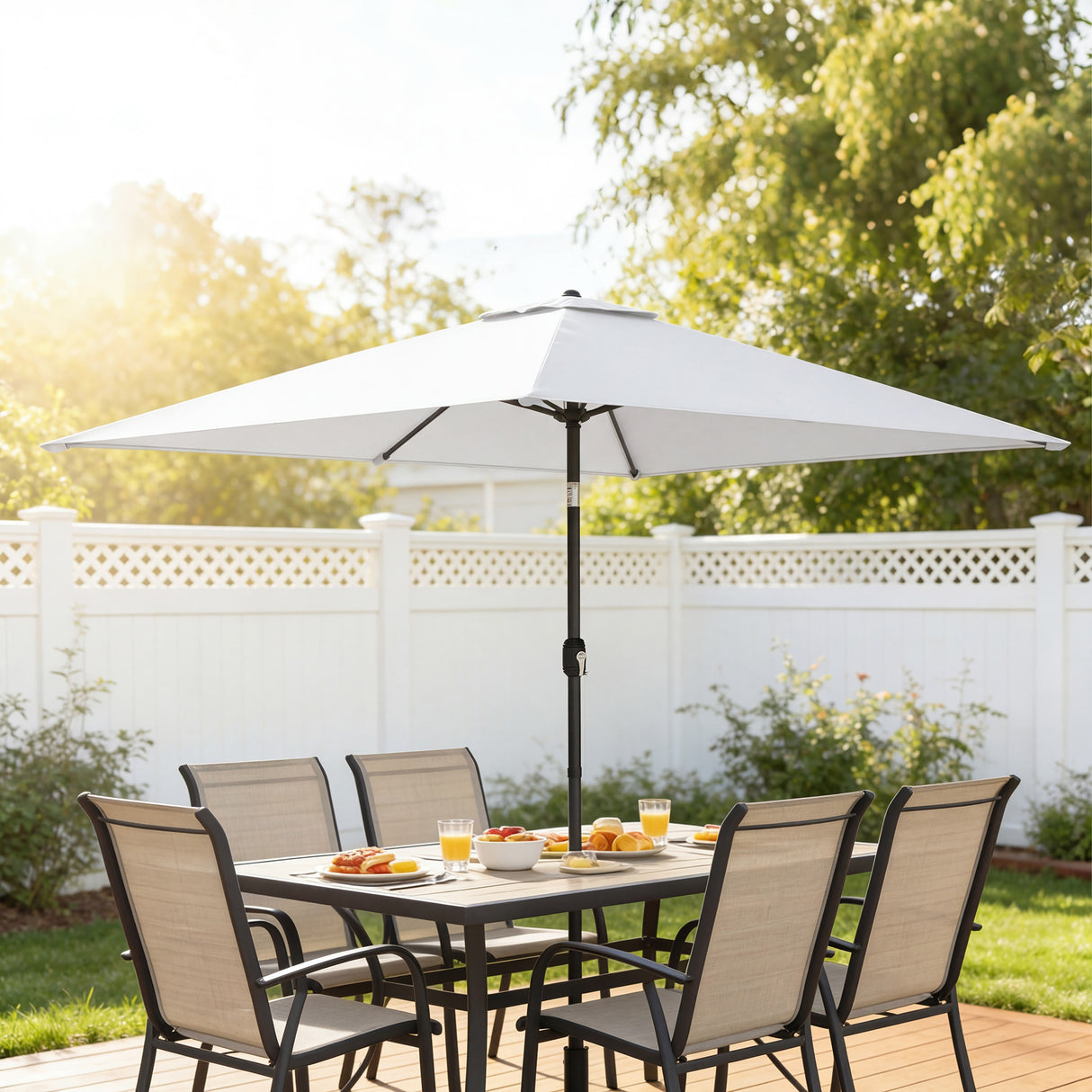 Polyester Tilting Parasol Umbrella 300cm Width x 200cm Depth - Velmora