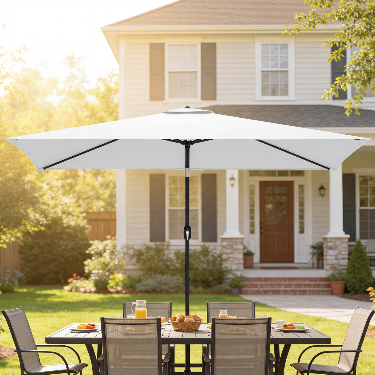 Polyester Tilting Parasol Umbrella 300cm Width x 200cm Depth - Velmora