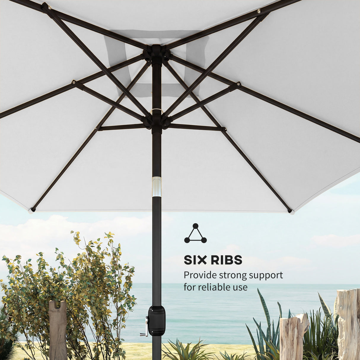 Polyester Tilting Parasol Umbrella 300cm Width x 200cm Depth - Velmora