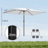 Polyester Tilting Parasol Umbrella 300cm Width x 200cm Depth - Velmora