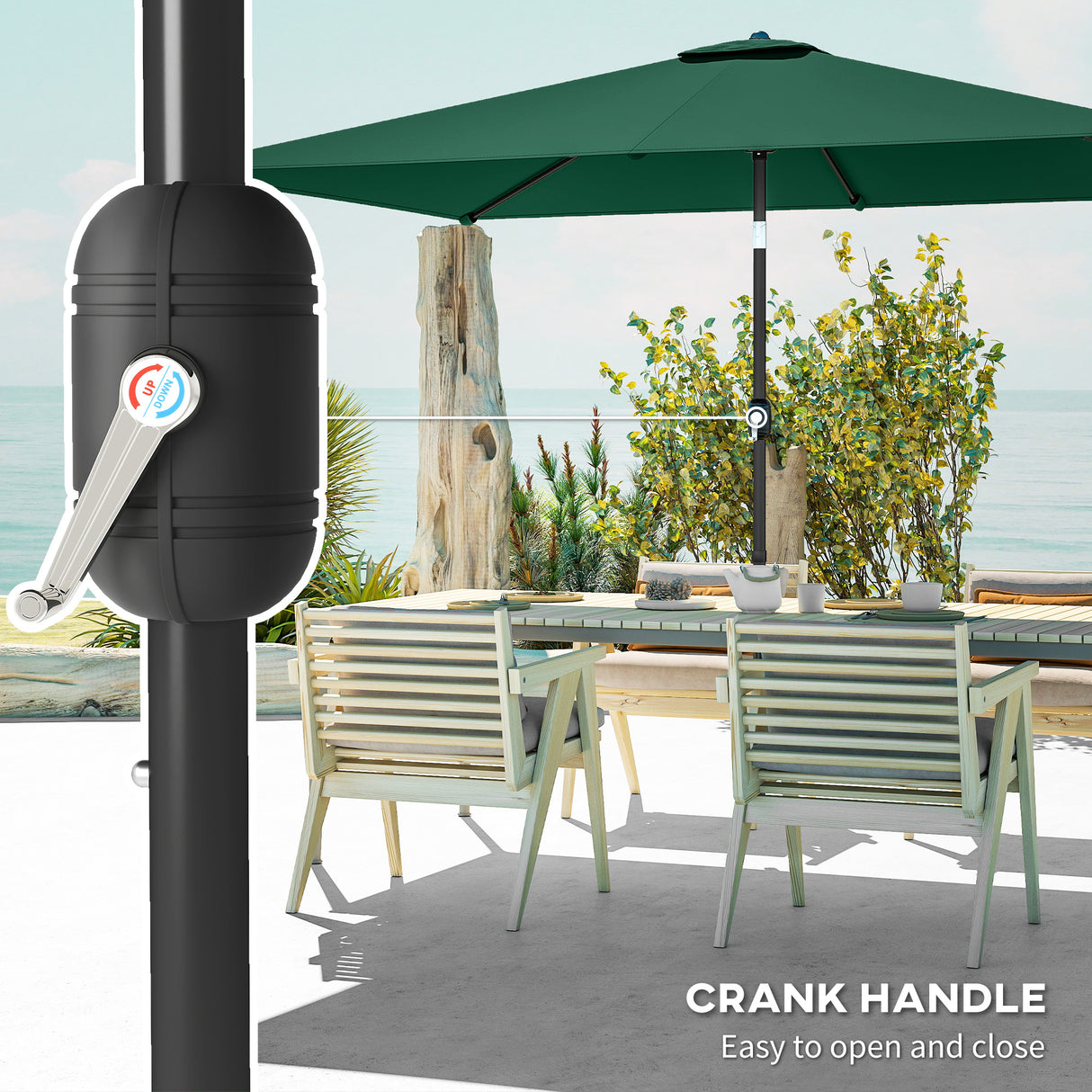 Polyester Tilting Parasol Umbrella 300cm Width x 200cm Depth - Velmora