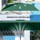 Polyester Tilting Parasol Umbrella 300cm Width x 200cm Depth - Velmora