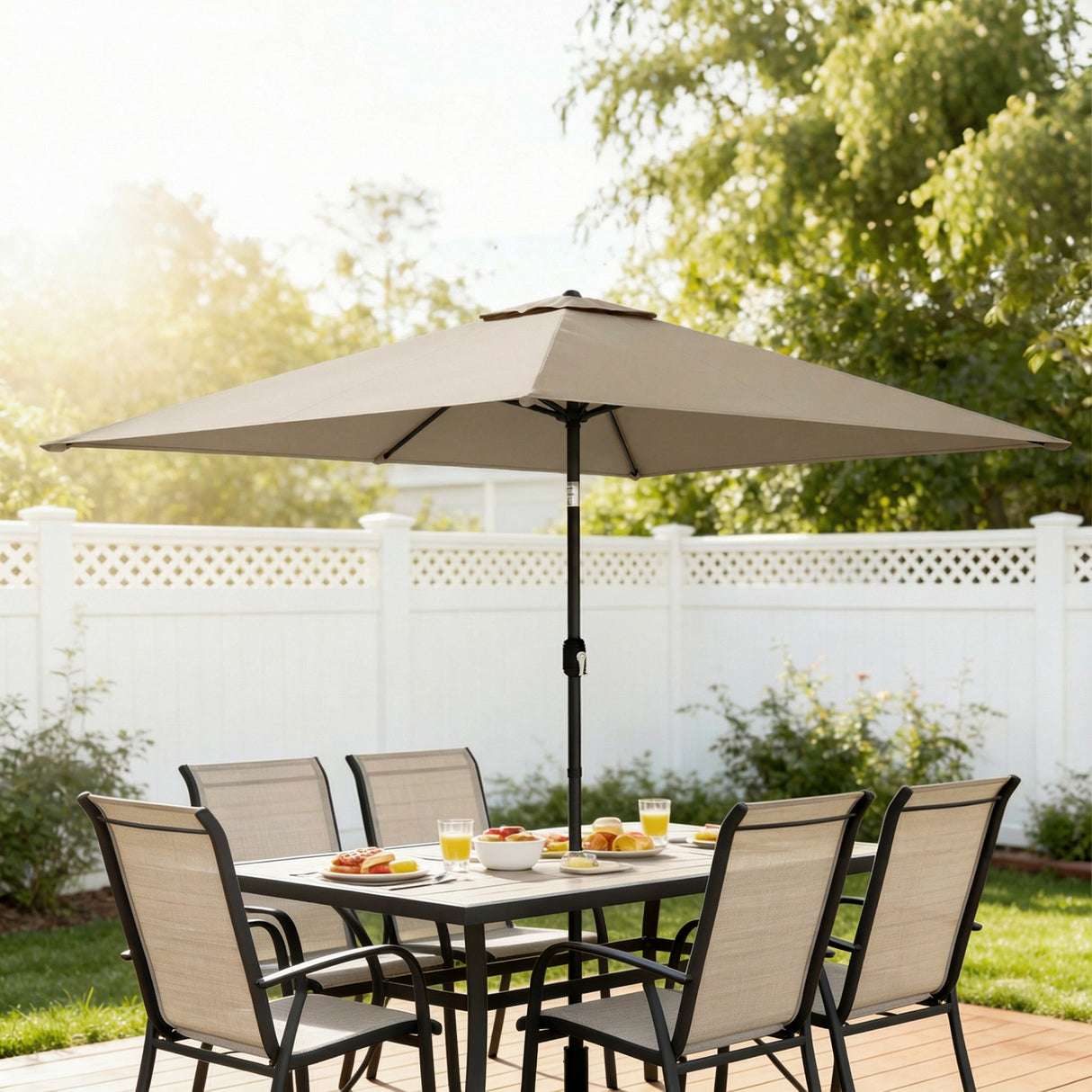 Polyester Tilting Parasol Umbrella 300cm Width x 200cm Depth - Velmora