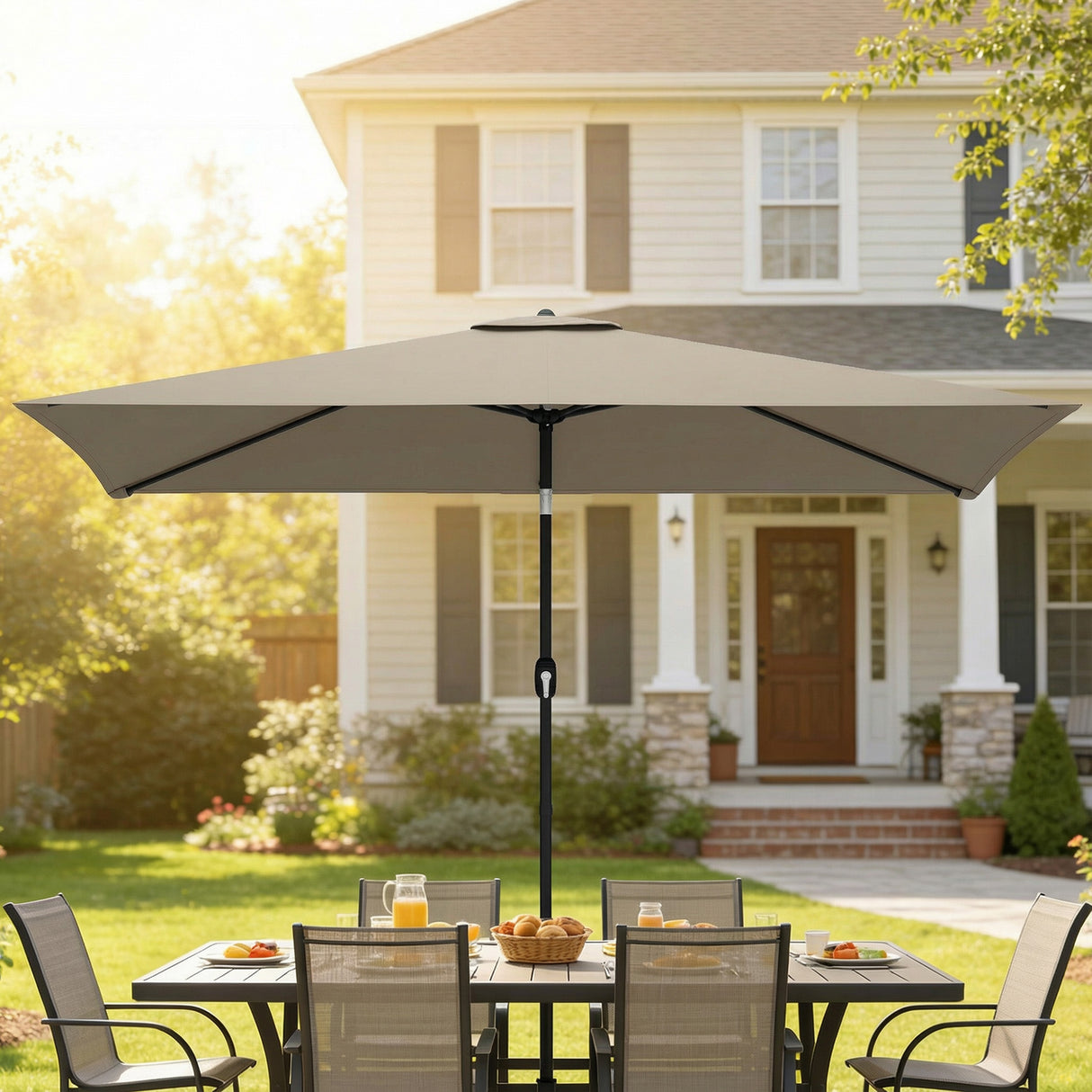 Polyester Tilting Parasol Umbrella 300cm Width x 200cm Depth - Velmora