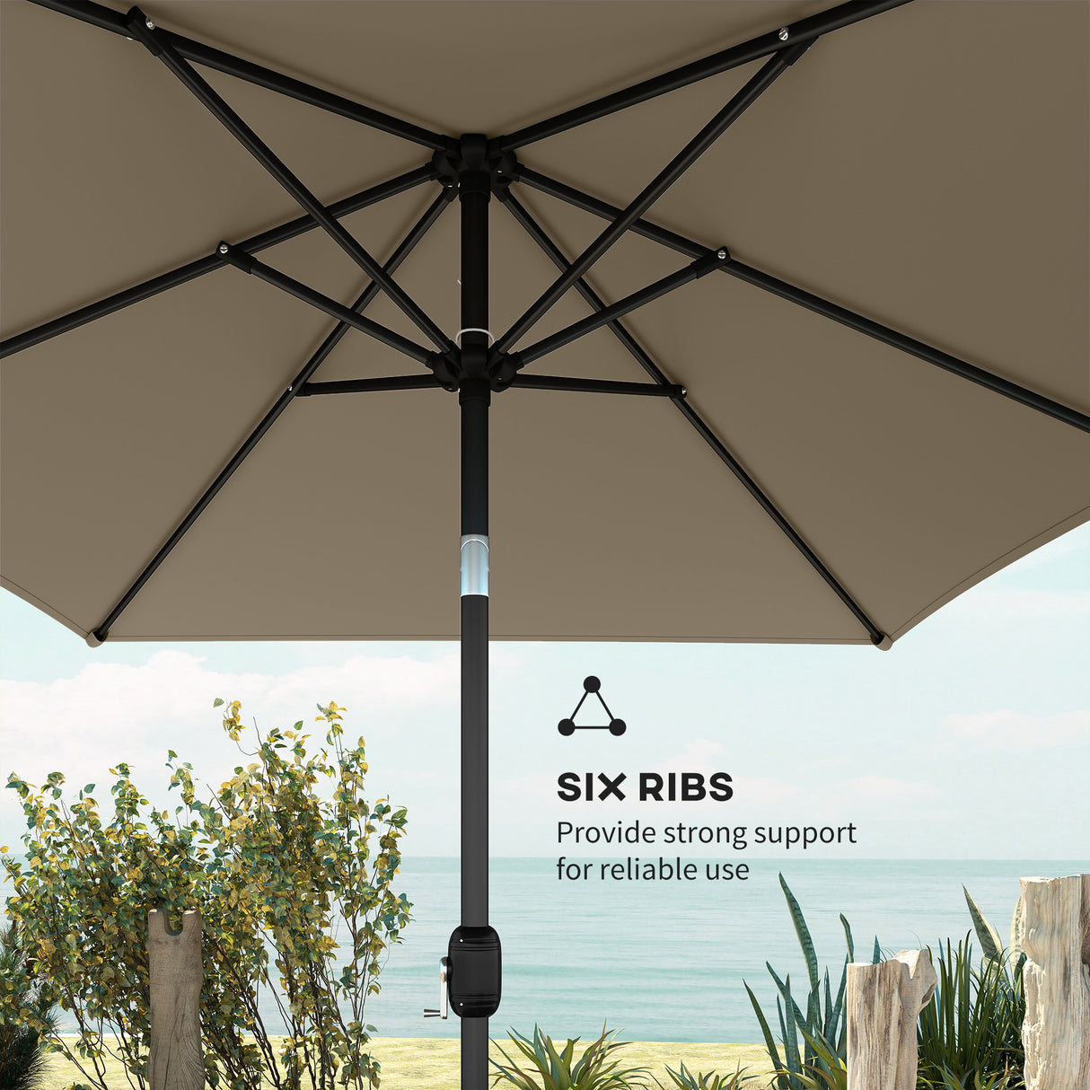 Polyester Tilting Parasol Umbrella 300cm Width x 200cm Depth - Velmora