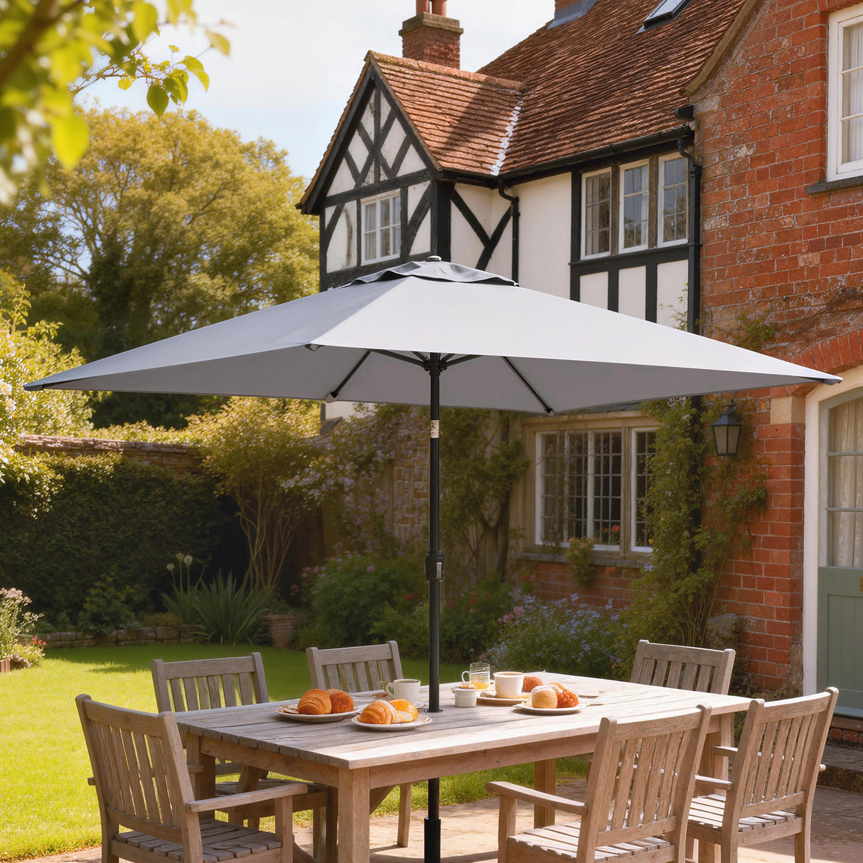 Polyester Tilting Parasol Umbrella 300cm Width x 200cm Depth - Velmora