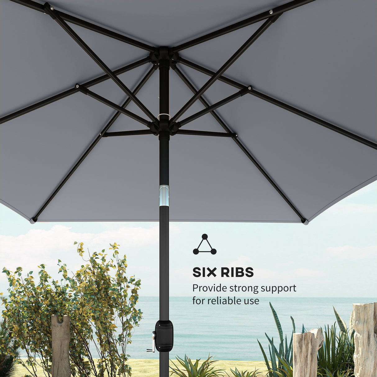 Polyester Tilting Parasol Umbrella 300cm Width x 200cm Depth - Velmora