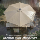 Polyester Tilting Parasol Umbrella With 112 Solar LED Light 295cm Diameter - Velmora