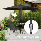 Polyester Tilting Parasol Umbrella With 112 Solar LED Light 295cm Diameter - Velmora