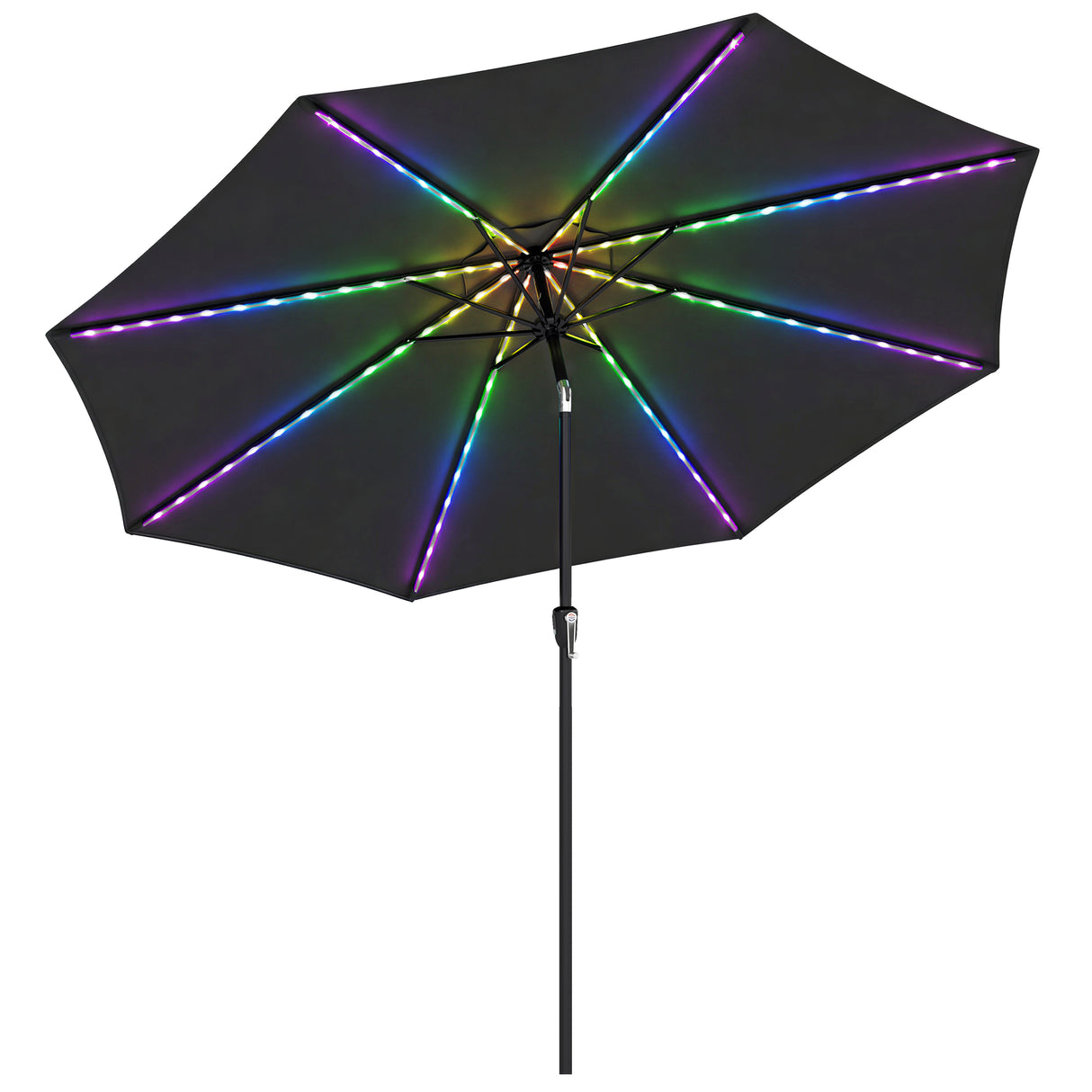 Polyester Tilting Parasol Umbrella With 112 Solar LED Light 295cm Diameter - Velmora